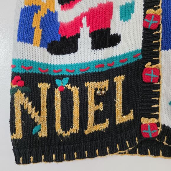 Vintage Ugly Christmas Sweater Vest Womens L Cabin Bear Candy Cane Artsy Fits XL - Picture 6 of 10